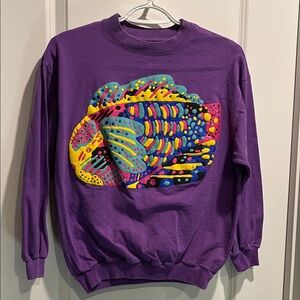 Vintage 90s Ken Done Purple Graphic Women’s Sweater
